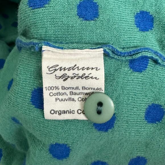 Gudrun Sjodén Dotted Organic Cotton Cardigan Sweater in Sapphire Blue Size M - Picture 7 of 7